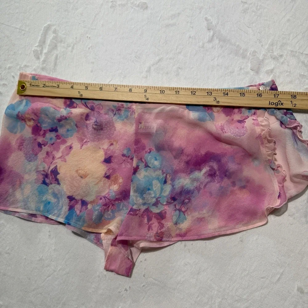 Vintage La Perla Silk Floral Lounge Set Bralette Tap Shorts‎ M L 36/10 Italy
